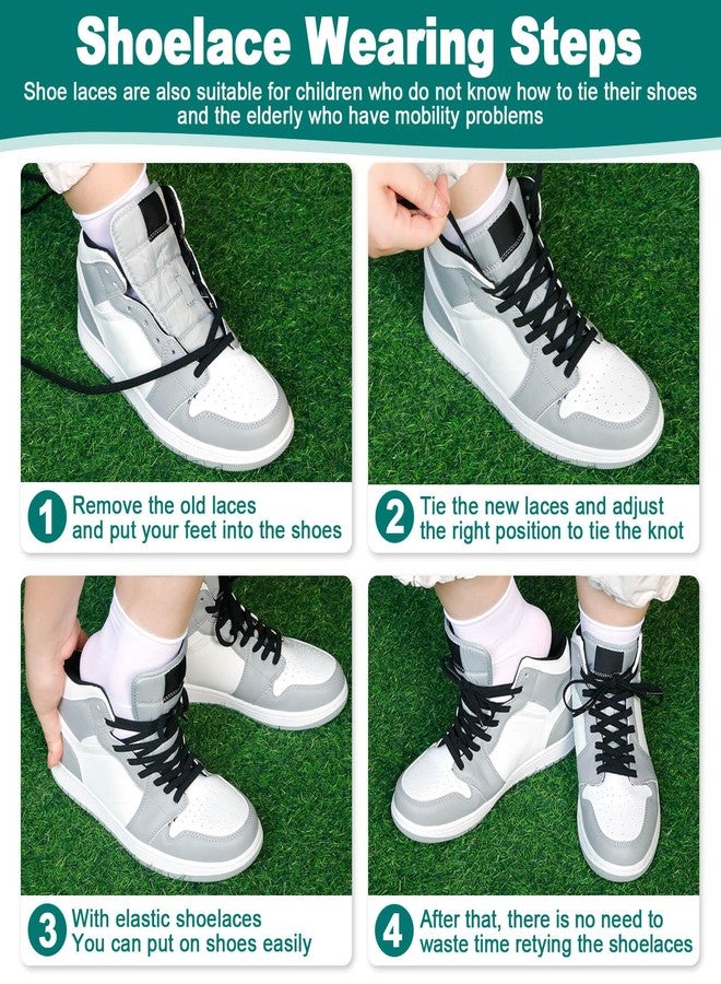 DELELE Flat Elastic Shoe Laces: White Stretch Shoelaces for Sneakers 2 Pair 47 inch - Image 5